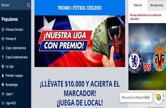 Promoción de fútbol chileno en Rojabet