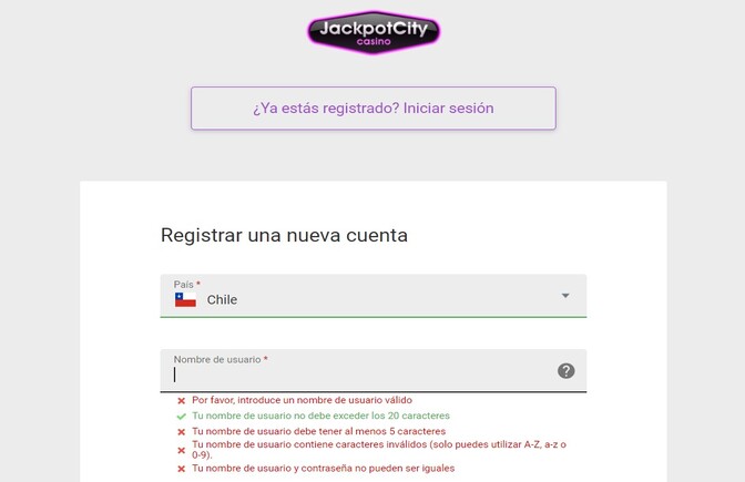 ¿Cómo registrarse en Jackpotcity Chile?