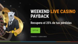 Promoción weekend live casino payback de Coolbet