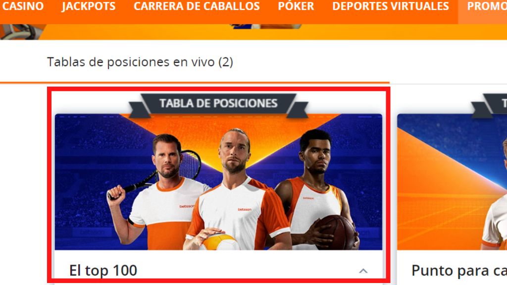 Torneo top 100 de apuestas deportivas de Betsson Chile