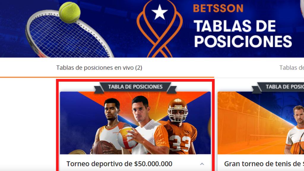 Torneo apuestas deportivas de 50 millones en Betsson Chile